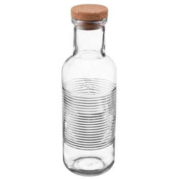 Karafka z korkiem butelka dzbanek szklany woda soki lemoniada zimne napoje CAPRI 1 l wypukły wzór prążki przezroczysta